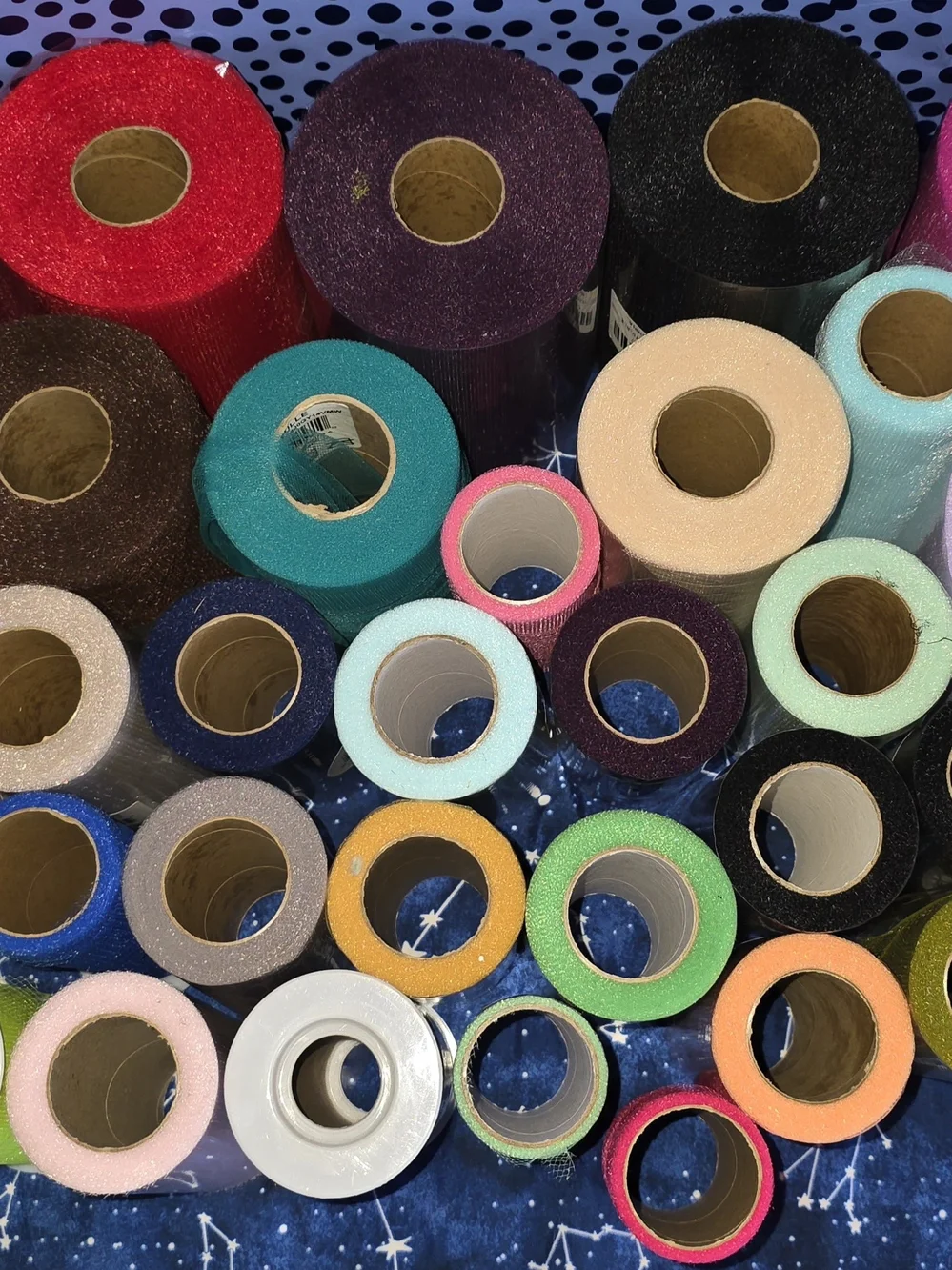 Assorted Party Tulle Roll - Pink, Blue, Green, Gold, Black